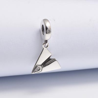 China Fashion TRENDY Fine Jewelry 925 Sterling Silver Paper Airplane Dangle Charms For Bracelet Making for sale