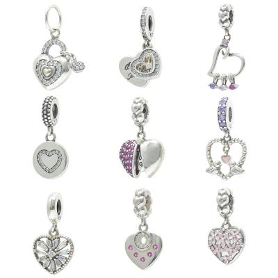 China TRENDY Current Fashion 925 Best Jewelry Silver Love Heart Dangle Charm Fit For Base Bracelet for sale