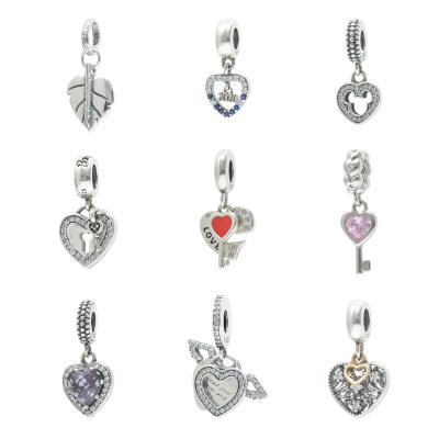 China TRENDY 925 Sterling Silver Present Valentine's Day Lock Key Heart Pendant Charm for Bracelet Making for sale