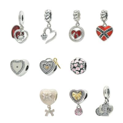 China TRENDY Fine Jewelry 925 Sterling Silver Heart Lock Key Charm For Base Bracelet Making for sale