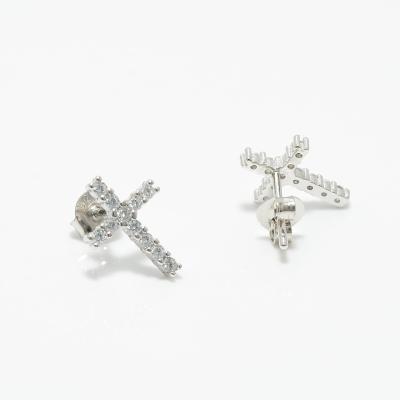 China Wholesale 925 FASHION silver fine jewelry simple cross earrings 2021 trendy stud earrings for girl for sale