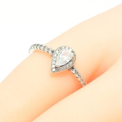 China TRENDY High Quality Fashion Water Drop Rings 925 Sterling Silver Tear Drop Ring With Pear Shape Cut Zircon for sale