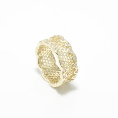 China TRENDY Gold Plated Ashion Honeycomb Hollow Rings 925 Sterling Silver Ring Jewelry Women for sale