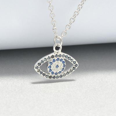 China FASHIONABLE 925 Sterling Silver Blue Eyes Evil Necklace Full Diamond For Women Jewelry for sale