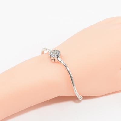 China TRENDY 925 Sterling Silver Clover Clasp Snake Base Bracelet for sale