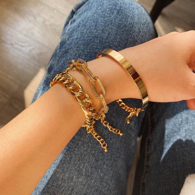 China YONKIO New Product Jewelry Set Fashion Gold Jewelry Set Personality Exaggerated Personality Exaggerated Chain Bracelet for sale