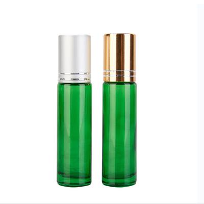 China China Manufacturer 10ml Roller Perfume Glass Bottle Green Rollball Cosmetic Bottles For Essential Oil for sale