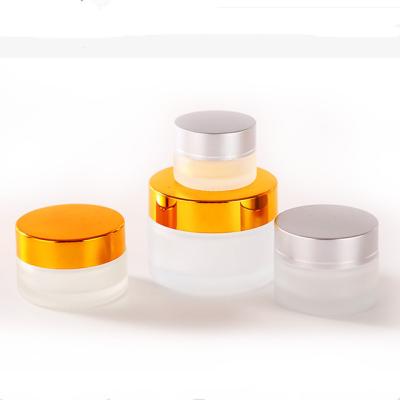 China Personal Care Facial 50g 100g 30g 10g 10ml 1oz Small Facial 50g Bottle White Black Gold Round Amber Clear Cosmetic Cream Glass Empty Frosted Jar for sale