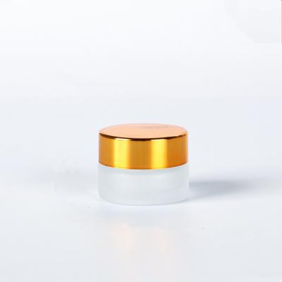 China Personal Care 5/10/15/20/25/30/50/60/100g Frosted Cosmetic Packaging Cream Jar Clear Matte Glass Face Cream Jar With Gold Lid for sale