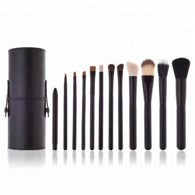 China Hot Sale 12pcs Fan Brush Makeup Set Brush Kabuki With Cylinder Set Professional Makeup Brushes Private Label Brushes for sale