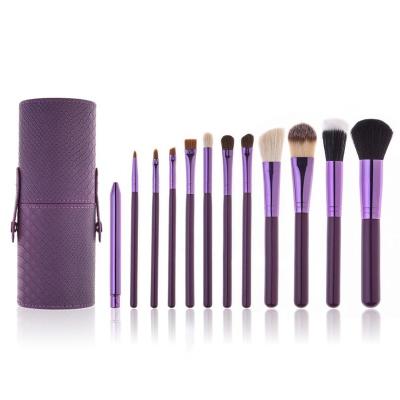 China Angular Blush Good Quality 12Pcs Makeup Brush Set With PU Leather Holder Brochas Maquillajes for sale