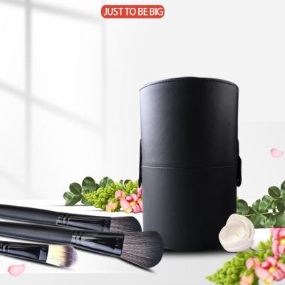 China Custom Fashion Classic Makeup Brush Storage Container Holder, High Quality PU Large Capacity Makeup Brush Cylinder Cosmetic Holder for sale