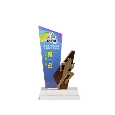 China Europe 2021 New Design Award With Laser Custom Wooden Trophy With Crystal Base for sale