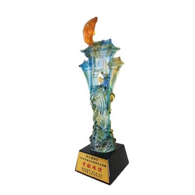 China 2021 China Big Fish Crystal Award Trophy Unique Design For Ceremony for sale