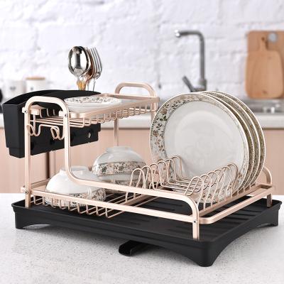 China Retractable Drip Tray For Dish Drying Rack Metal Sustainable Universal Free Iron Dish Rack For Home Kitchen for sale