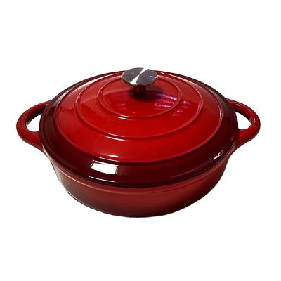 China Sustainable Chef-cookwares Color cast iron enamel casserole cookware deep round covered casserole cooking pots dutch oven with metal lid for sale