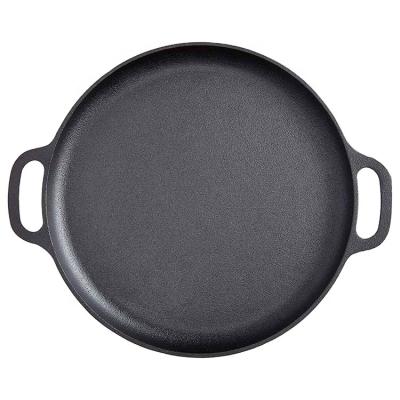 China General Use for Gas and Induction Cooker Chef-cookwares Round Cast Iron Custom Size Non Stick Pizza Frying Pans with  Handle for sale