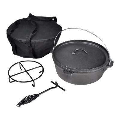 China Sustainable Pre-Seasoned Camp Cast Iron Dutch Oven including Lid Lifter and Stand Holders for sale