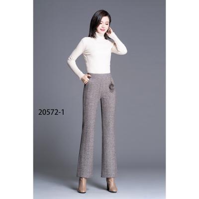 China 2020 autumn and winter new high-waist wide-leg wool thick pants women's breathable straight loose suit drape casual pants for sale