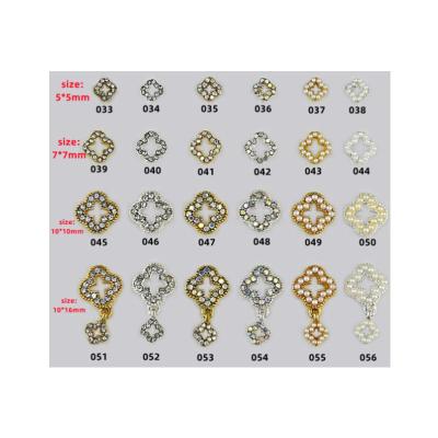 China Metal BH.11 luxury brand logo design nail charms 3D Logo Luxury Brand Name Rhinestone Charms Crystal Decoration Painting process for sale