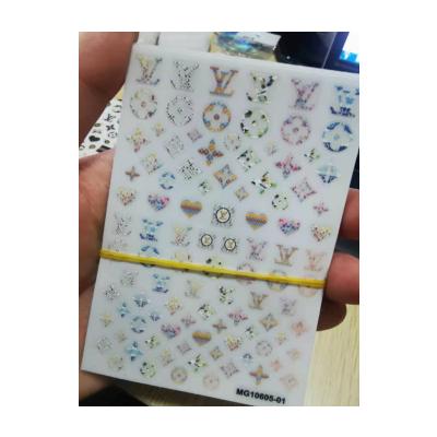 China Paper MG series luxury brand logo design nail stickers any color 3D 5D Factory OEM Non-Toxic stickers INS hot selling  japan korea for sale