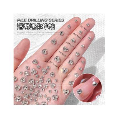 China Crystal INS Hot Selling Transparent Mini Stacked Diamond Nail Enhancements Explosive Flash Small White Crystal Diamond Ball Finished Nai for sale