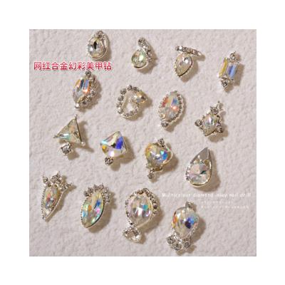 China Alloy Nail Enhancement Japanese Color White Alloy Diamond Super Flash K9 Fantasy Color Big Diamond Foreign Trade Set Popular Nail Deco for sale