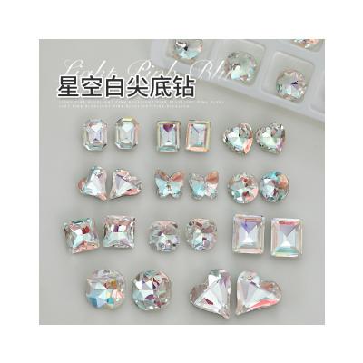 China Crystal K9 Star Blank Pointed Bottom Diamond Nail Jewelry Super Sparkling Crystal Shaped Twisted Heart Butterfly Nail Diamond Wholesale for sale