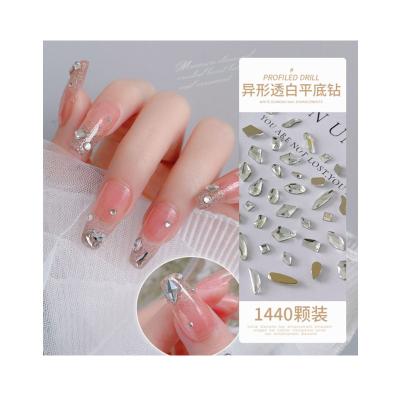 China Nail crystal 1440 pieces/bag nail enhancement white flat bottom shaped diamond size mini water drop love square transparent diamond jewelry for sale