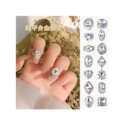 China ALOY Crystal Zircon Diamond Luxury Super Sparkling Large Diamond Nail Enhancement Diamond Mesh Red Flat Bottom Nail Ornament K9 Alloy for sale