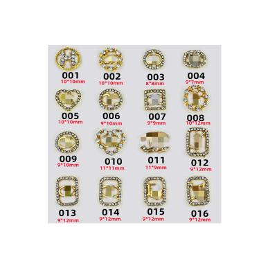 China Metal BH.04 luxury brand logo design nail charms 3D Logo Luxury Brand Name Rhinestone Charms Crystal Decoration Painting process for sale