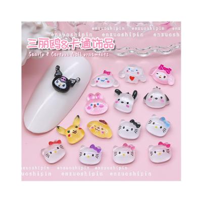 China Pikachu Nail Enhancement Mini Cartoon Accessories Sanrio Hand-painted Resin Diamond Cute Kulomipacha Dog Accessories for sale