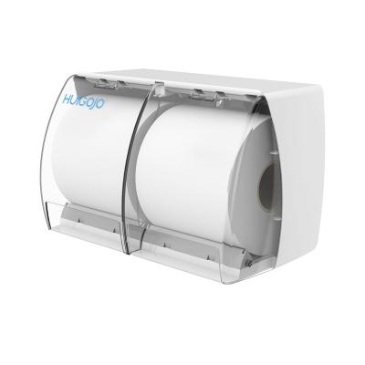 China Modern Toilet Room Roll Paper Holder Double Roll Tissue Dispenser With Bottom Pull Design for sale