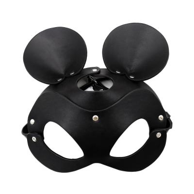 China Latest Design Factory Price PU/Leather BDSM Head Bondage Gear Cat/Rabbit/Mouse Role Play Leather Blindfold Mask for sale