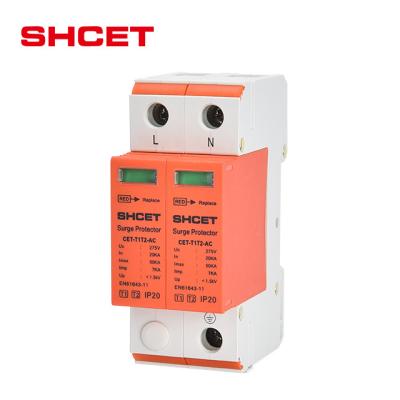 China Lightning Protection End T2 T1 AC SPD Surge Protector 275v 385v 1p 2p 3p 4p 3 phase 10ka 20ka 40ka 50ka 80ka 100ka for sale