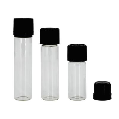 China Household Products 120mm Flower Packaging Small Black Glass Doob Detection and Control Center Cap Vial Joint Blunt Pre-Rolled Glass Tube With Screw Cap Lid for sale