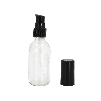 China Refillable Glass Medicine 60ml 2Oz Clear Round Boston Lotion Bottle for sale