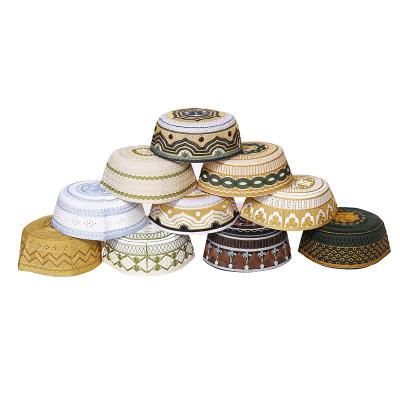 China Wholesale Colorful Comfortable Muslim Prayer Hat Fashion Hat Polyester Durable Islamic Muslim Hat Men for sale