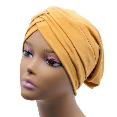 China Breathable Cotton Stretch Turban Cross Front Hijabs Inner Hijabs Women Under Hijab Turban for sale