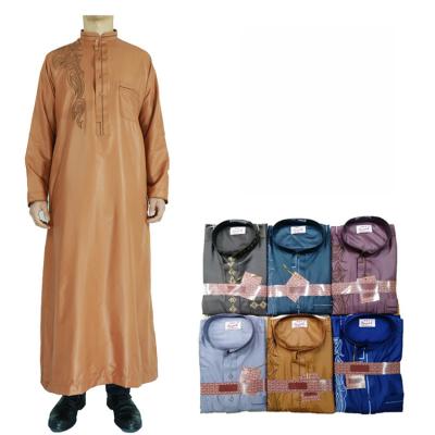 China Customized Islamic Muslim Men's Islamic Long Sleeve Collar Stand Arabic Color Robe Robe Long Robe for sale