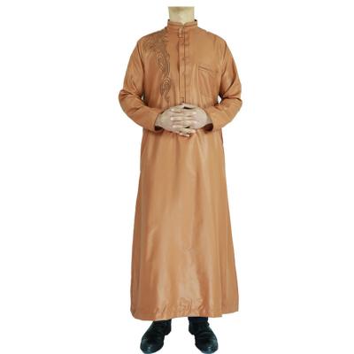 China Durable High Quality Embroidered Stand Collar Long Sleeved Arabic Style Robe For Man for sale