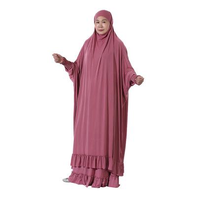 China Wholesale 6Solid Colors QUICK DRY Two Pieces Arabic Clothing Dubai Islamic Turkish Women Abaya Dress Jilbab Abaya Muslim Kaftan Khimar for sale