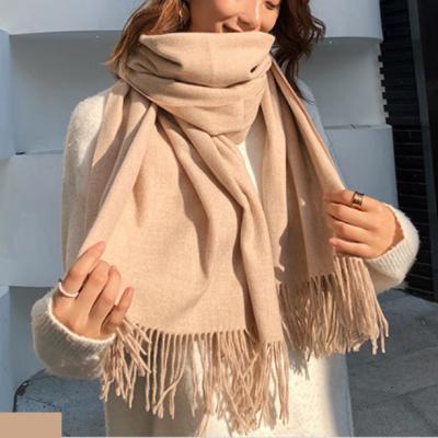 China 2021 New Design American And Feeling Smooth Soft European Style Winter Solid 6 Colors Scarf Warm Plush Thickened Woolen Shawl Scarf for sale