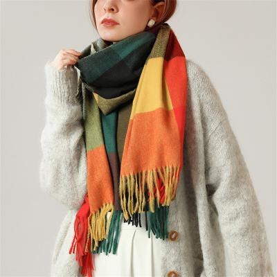 China Fashion Women's Long Plaid Big Blanket Warm Chunky Oversized Winter /Fall Scarf Tartan Scarves Wrap Shawl for sale