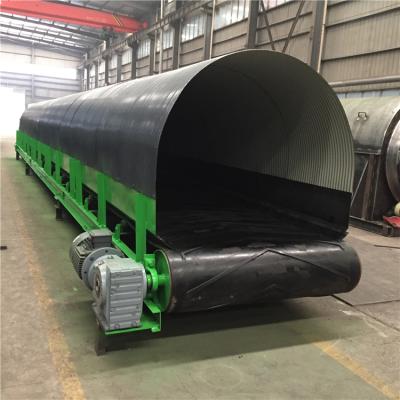 China Heat Resistant Flat Baffle Rubber Belt Conveyor System For Municipal Solid Waste Sorting for sale