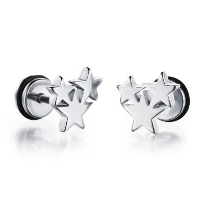 China Cute Three Star Stainless Steel Custom Earrings Screw Back Stud Earrings for sale