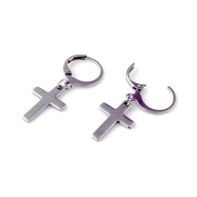 China Stainless Steel Tiny Cross Body Earrings Fashion Drop Earrings Jewelry Gift Hugguie Circle Piercing Earring for sale