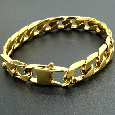 China 8 Inch 6/8/12 Mm Stainless Steel Punk Bracelet Limit Gold Color Cuban Chain Bracelets For Women Men for sale