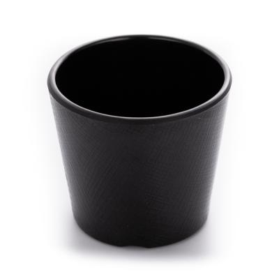 China New Viable Wholesale Matte Black 3.1 Inch Grid Pattern Melamine Restaurant Drinks Mug for sale