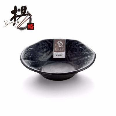 China Viable Retail High Quality Black Melamine Faux Porcelain Dishes For Restaurant for sale